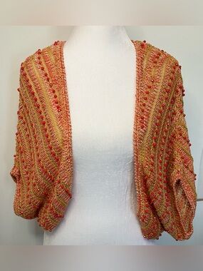 Anthropologie Charlie & Robin Leahi Beaded Shrug S/M Crochet Boho Festival Layer